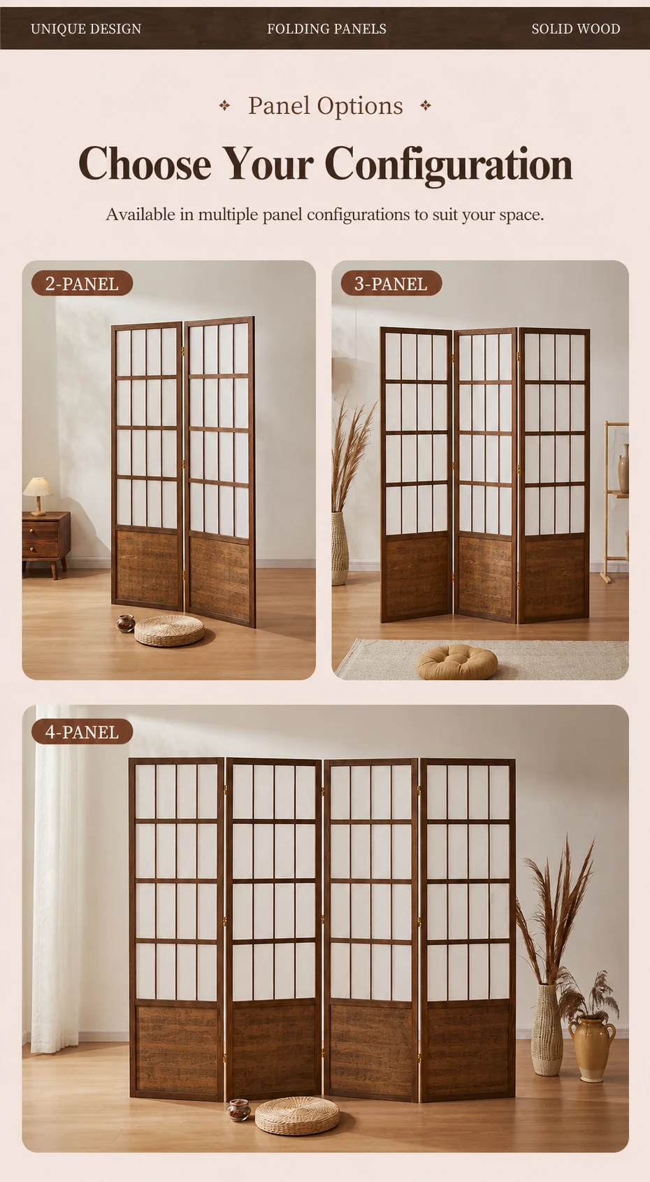 Japanese room divider with traditional Shoji style frame creating a stylish privacy solution for Japanese inspired interiors